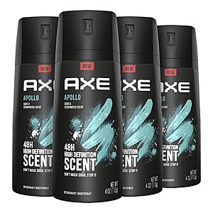 4-Pack 4-Oz AXE Apollo Body Spray Deodorant (Sage & Cedarwood)