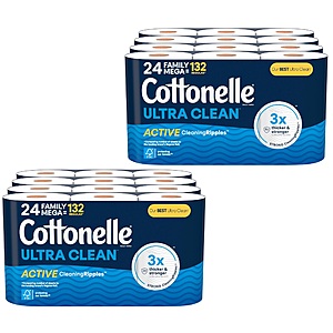 48-Count Cottonelle Ultra Comfort or Clean Family Mega Rolls + $15 Amazon Credit $46.80 w/ Subscribe & Save + Free Shipping