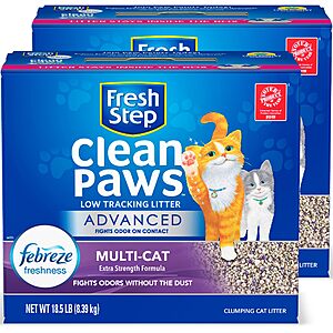 37-lbs Fresh Step Advanced Clean Paws Multi-Cat Clumping Cat Litter $17.55 w/ Subscribe & Save
