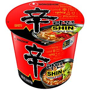 6-Pack 2.64-Oz Nongshim Instant Ramen Noodle Cup (Spicy Shin) $5.50 & More w/ S&S