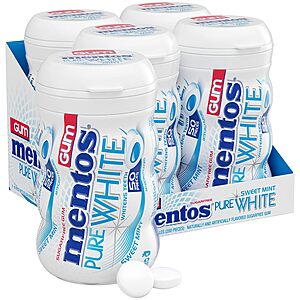 4-Pack 50-Count Mentos Pure White Sugar-Free Chewing Gum w/ Xylitol (Sweet Mint)  w/ S&S + Free S&H
