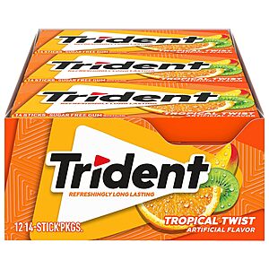 12-Pack 14-Count Trident Sugar Free Gum (Tropical Twist) $4.87, (Original or Cinnamon) $5.99 w/ S&S + Free Shipping w/ Prime or on $35+
