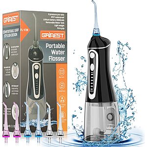Grinest 320ml Cordless Portable Rechargeable Water Flosser (Black) $9.09, (Pink) $6.82 + Free Shipping w/ Prime or on $35+