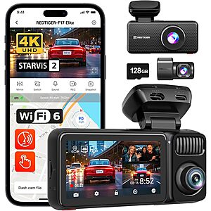 Redtiger F17 Elite 3-Channel STARVIS 2 Touch Screen Dash Cam (4K+2.5K+1080P) w/ Wi-Fi & GPS $223.99 + Free Shipping