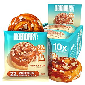 10-Pack 2.4-Oz Legendary Foods Protein Sweet Roll w/ 22g Protein (Sticky Bun) .50 w/ Subscribe & Save