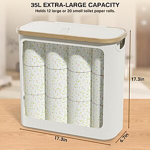 Racokky 35L Toilet Paper Storage w/ Lid & Handle (Beige) $9.95 