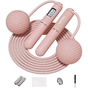 YOTTOY Cordless Ball-Weighted Jump Rope w/ LCD Display (4 Colors) from $4.24 + Free Shipping w/ Prime or on $35+