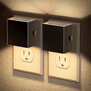2-Pack JandCase 3000K Dimmable LED Wall Plug Night Lights w/ Sensor (various) $6 
