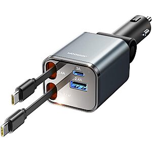 [Prime] 84W Joyroom 4-in-1 Retractable Car Charger (2x USB-C Retractable or 1x USB-C & 1x Lightning Retractable) $11.03 + Free Shipping