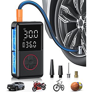 Jusuox 150PSI Cordless Tire Inflator Air Compressor (Red) $14.99 + Free Shipping w/ Prime or on $35+