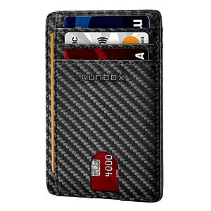 RUNBOX RFID Front Pocket Slim Wallet w/ ID Window (Carbon Black) .30