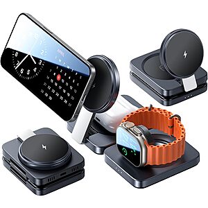 LISEN 3-in-1 Foldable Magnetic Wireless Charger Dock $17.99 + Free Shipping