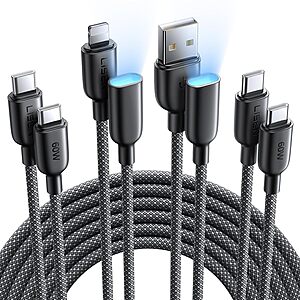 4-Pack LISEN 60W Charging Cables w/ USB-C & Lightning  to USB-C Female (2x 6.6' + 2x 1.3') $4.99 + Free Shipping w/ Prime or on $35+