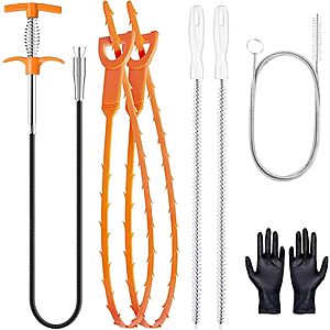 6-Piece Qwatuy Drain Snake Hair Clog Remover Tool Set 