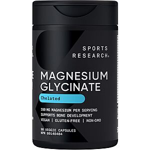 Sports Research Supplements: 90-Count Sports Research 160mg Magnesium Glycinate .70 & More w/ Subscribe & Save