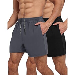2-Pack LalaHook Men's 5" Quick Dry Workout Shorts w/ ZIpper Pockets (size S-XXL, various colors) $7.49 + Free Shipping w/ Prime or on $35+
