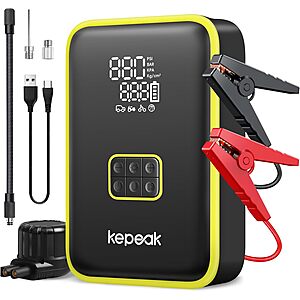 KEPEAK 4000A Car Jump Starter & 160PSI Tire Inflator Air Compressor w/ 18000mAh Power Bank $35.99 + Free Shipping