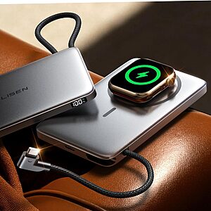 10,000mAh LISEN 0.5" Ultra Slim MagSafe Power Bank for iPhone & Apple Watch w/ 20W Built-In Cable (Glacier Gray) $25.99 + Free Shipping