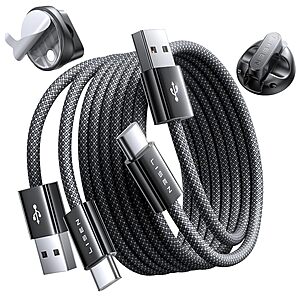 2-Pack 3' LISEN USB-A to USB-C Charging Cables w/ 2-Pack Magnetic Cable Clips $3.99 + Free Shipping w/ Prime or on $35+