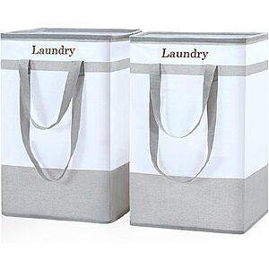 2-pk 78L FairyHaus Collapsible Laundry Basket w/ Easy Carry Handles (Gray) $10 & More