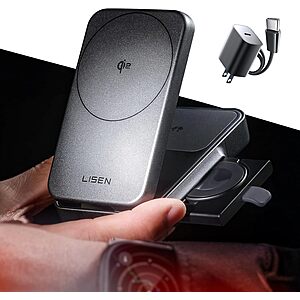 LISEN 15W 3-in-1 Qi2 Foldable Magsafe Charging Station $21.99 + Free Shipping
