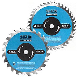2-Pack Seesii Circular Saw Blades (4-1/2"(3/8" Arbor) 24T & 40T) $6.99, (7-1/4"(5/8" Arbor) 24T & 60T) $11.99 & More + Free Shipping w/ Prime or on $35+