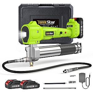 Prime Members: TaskStar 10000PSI Electric Grease Gun Kit w/ 2-Pack 2000mAh Batteries & Charger (Green) $54.71 + Free Shipping