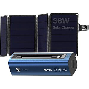 Prime: 15000mAh 22.5W Autel LiFePO4 Power Bank + 36W Foldable Solar Panel .70 + Free Shipping