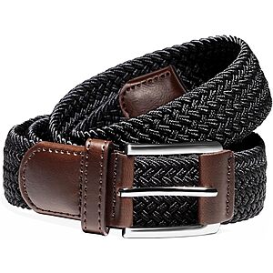 Airkit Men's Braided Stretch Belts (Black, Size 28" to 44") $5 