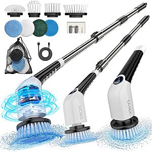 3-Speed YKYI Cordless Electric Spin Scrubber w/ 8 Brush Heads (White) $16.09, (Gray) $16.99 + Free Shipping w/ Prime or on $35+