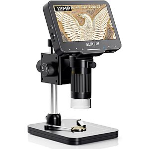 Elikliv 1000X 1800mAh Digital Microscope w/ 4.3" 1080P LCD Screen $20 