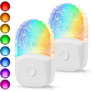 2-Pack DORESshop RGB LED Plug-In Light Sensor Night Lights $7 