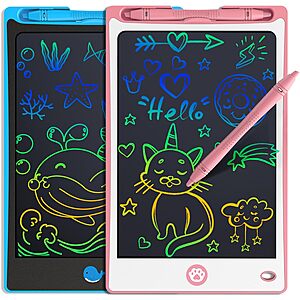 2-Pack Hockvill 8.8" Kids LCD Erasable Doodle Board Tablet (Pink & Blue) $5 