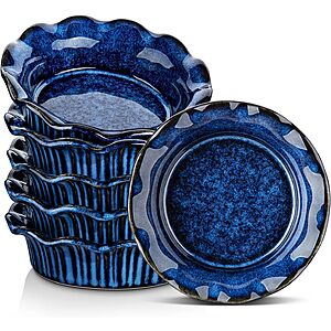 Prime Members:6-Pack 5.2" vancasso Ceramic Mini Pie Pans w/ Ruffled Edge (Blue) $18.19 + Free Shipping
