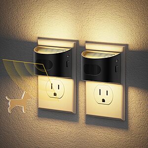 2-Pack JandCase LED Dimmable Wall Plug Night Lights w/ Motion Sensor (Various) $8 & More