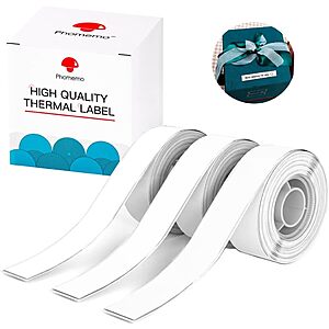 Phomemo Thermal Label Maker Printer Tape (White,0.59" x19.69',Compatible with D30/D35 Label Maker) $8.34 w/ S&S + Free Shipping w/ Prime or on $35