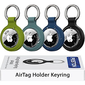 4-Pack Peston Apple Airtag Silicon Protective Holder w/ Keychain (Various) $5 