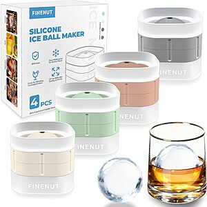 4-Pack Finenut 2.5" Large Silicone Ice Ball Maker (3 colors) $9.59 + Free Shipping w/ Prime or on $35+
