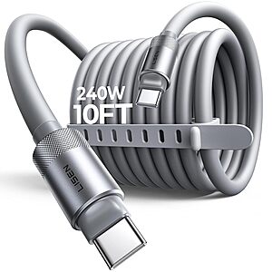 10' LISEN 240W Silicone USB-C to USB-C Fast Charging Cable (Grey) $6.49 + Free Shipping