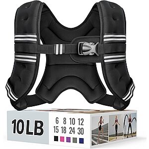 10-lb Zeerun Weighted Exercise Vest w/ Reflective Stripe & Adjustable Buckle $14