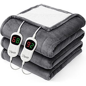 84" x 90" Homemate Dual Control Queen Size Electric Heated Blanket (Grey) $23.75 + Free Shipping