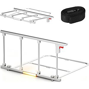 Gitaobac Bed Rails for Safety with Folding Assist Handle & Rechargeable LED Motion Sensor Light (Supports up to 350-lbs) $29.99 + Free Shipping