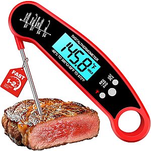 AYMDKI Digital Magnetic Instant Read Food/Meat Thermometer (Red) $4 