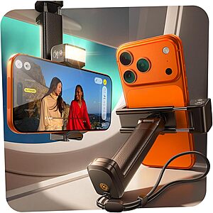 LISEN Phone Holder Mount w/ LED Light for Planes & Travel (Black) $8 