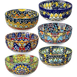 6-Piece 28oz vancasso Bohemian Style Ceramic Soup Bowls (Various Designs) $27.60 + Free Shipping
