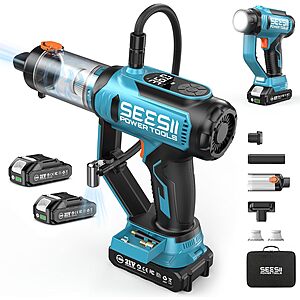 Prime: SEESII 3-in-1 Portable 150PSI Air Compressor, Car Vacuum Cleaner & Searchlight w/ 2x 2.0Ah Batteries, Charger, 2x HEPA Filters & Accessories $45.49 + Free Shipping