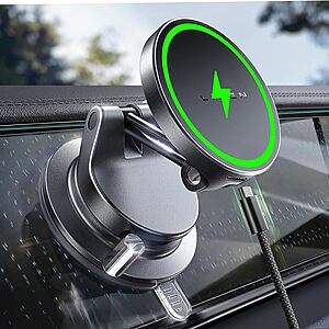 LISEN 15W MagSafe Suction Cup Phone Charger Mount w/ 3.3' USB-C Cable $14.99 + Free Shipping w/ Prime or on $35+