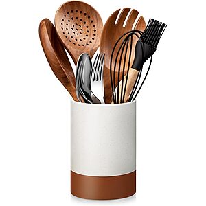 Prime: 5.5" Malacasa Ceramic Kitchen Utensil Holder (Khaki White) $5.41 & More + Free Shipping w/ Prime or on $35+