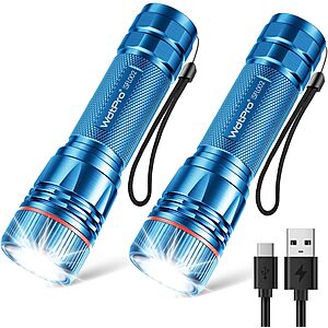 2-Pack WdtPro Rechargeable Aluminum LED Flashlight (7 colors) $8.79 + Free Shipping w/ Prime or on $35+