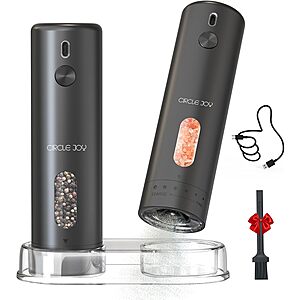 110ml Circle Joy Rechargeable Electric Salt & Pepper Grinder Set w/ Base (Black) $11.99 + Free Shipping w/ Prime or on $35+
